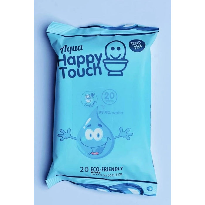 Aqua Happy Touch Flushable Wipes 20's